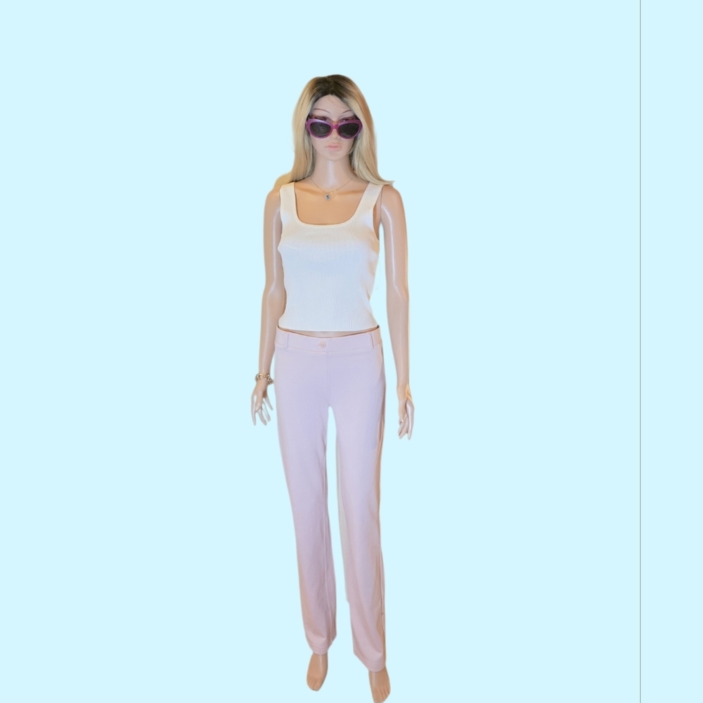 Betabrand Dress Pant Yoga Pants DPYP Pale Pink Straight Leg  M EUC